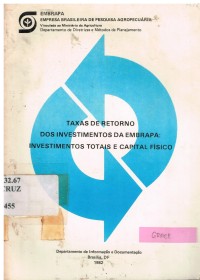 Taxas de retorno dos investimentos Embrapa investimentos totais e capital fisico
