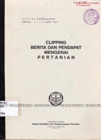Clipping berita dan pendapat mengenai pertanian. No.010/ORTALA/1991, tanggal 1-15 Maret 1991