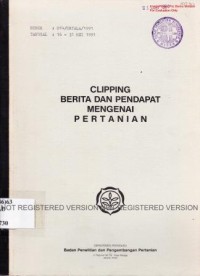 Clipping berita dan pendapat mengenai pertanian No.014/ORTALA/19191 : 16-31 Mei 1991