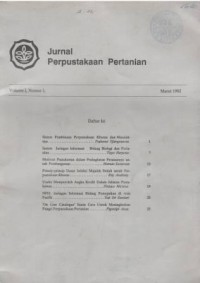 Jurnal Perpustakaan Pertanian Volume I Nomor 1 Maret 1992