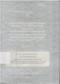 Peraturan pemerintah RI Nomor 25 tahun 2000 tentang Kewenangan pemerintah dan Kewenangan propinsi sebagai daerah otonom