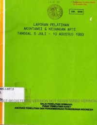 Laporan pelatihan akutansi & keuangan AP3I tanggal 5 Juli - 10 Agustus 1993