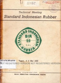 Technical meeting standard Indonesian Rubber, Bogor, 4-5 Mei 1970