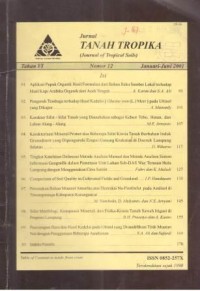 Jurnal Tanah Tropika (Journal of Trofical Soils) Tahun VI Nomor 12 Januari-Juni 2001