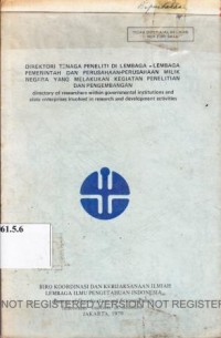 Image of Direktori tenaga peneliti di lembaga-lembaga Pemerintah dan perusahaan-perusahaan milik negara yang melakukan kegiatan penelitian pengembangan