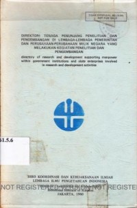 Image of Direktori tenaga penunjang penelitian dan pengembangan di lembaga-lembaga pemerintah dan perusahaan-perusahaan milik negara yang melakukan kegiatan penelitian dan pengembangan