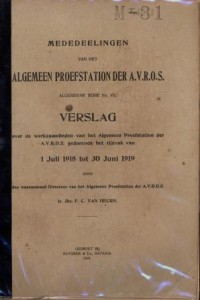 Mededeelingen van het A. P. A. Algemeene Serie No. VII Verslag over de werkzaamheden van het A. P. A. gedurende het tijdvak van 1 Juli 1918 tot 30 Juni 1919