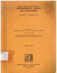 Environmental Science and management - lecture notes. Nov.17 - December 13, 1980