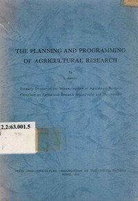 The planning and programming of agricultural research