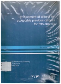 Development of Criteria for Acceptable Previous Cargoes for Fats and Oils