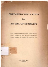 Preparing The Nation for An Era Of Stability