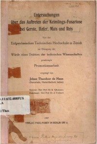 Untersuchungen uber das Auftreten der Keimlings-Fusariose bei Gerste, Hafer, Mais und Reis