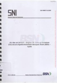 Air dan Air Limbah-Bagian 16: Cara uji kadnium (cd) secara Spektrofotometri Serapan Atom (SSA)-nyala