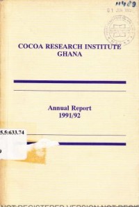 Annual report 1991/92. Cocoa Research Institute Ghana