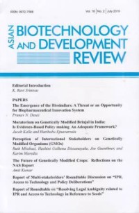 Asian Biotechnology and Development Review Vol. 18 No. 2 July 2016