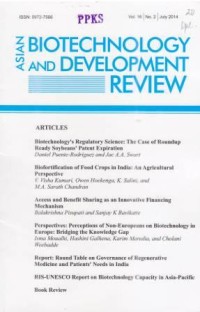 Asian Biotechnology and Development Review Vol. 16 No. 2 July 2014