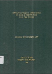 Comparitive efficacy of various source and rates of phosphate roks to oil palm seedlings.