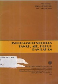 Informasi Penelitian Tanah, Air, Pupuk dan Lahan. Serial Pupuk No.1/PHP/SP/1989.