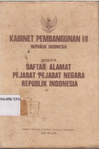 Kabinet pembangunan III Republik Indonesia, beserta daftar alamat pejabat-pejabat Negara Republik Indonesia