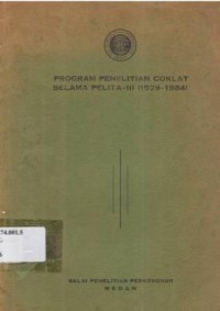 Program Penelitian Coklat selama Pelita III (1979-1984)