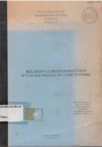 Relation Climat-Production D'Une Palmeraie En Cote D'Ivoire