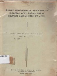 Survey pengusahaan tembakau rakjat di daerah Takengeun Prop. D.I. Atjeh