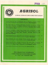 AGRISOL Jurnal Ilmiah ilmu - ilmu Pertanian No. 1 Vol. 1 Juli - Desember 2002