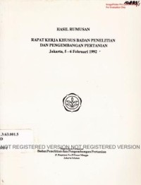 Hasil Rumusan Rapat Kerja Khusus Badan Penelitian dan Pengembangan Pertanian.  Jakarta, 5-6 Pebruari 1992