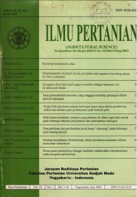 ILMU PERTANIAN (AGRICULTURAL SCIENCE) VOL.10 NO.1 JUNI 2003