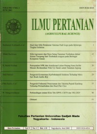 ILMU PERTANIAN (AGRICULTURAL SCIENCE) VOL.9 NO.1 JUNI 2002