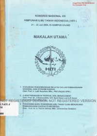 Kongres Nasional VIII Himpunan Ilmu Tanah Indonesia (HITI) 21-23 Juli 2003, di kampus Unand. Makalah Utama