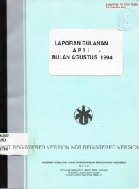 Laporan bulanan AP3I bulan Agustus 1994