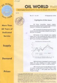 Oil World Weekly Vol.61 No.37 / 14 September 2018