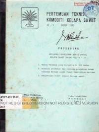 Pertemuan teknis komoditi kelapa sawit ke V.  Prosiding Kesiapan benih unggul kelapa sawit dalam Pelita IV. 
1. Bahan tanaman yang tersedia di BPP Medan. 
2. Potensi produksi dan rencana pengadaan bahan tanaman kelapa sawit Pusat Penelitian Marihat. 
3. Penyediaan bibit unggul kelapa sawit