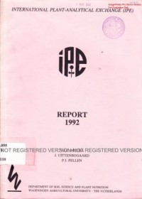 International Plant-Analytical Exchange (IPE) Report 1992.