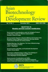 Asian Biotechnology and Development Review Vol. 14 No. 3 November 2012