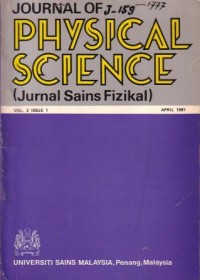 JOURNAL of PHYSICAL SCIENSCE  VOL. 2 ISUUE 1           APRIL 1991